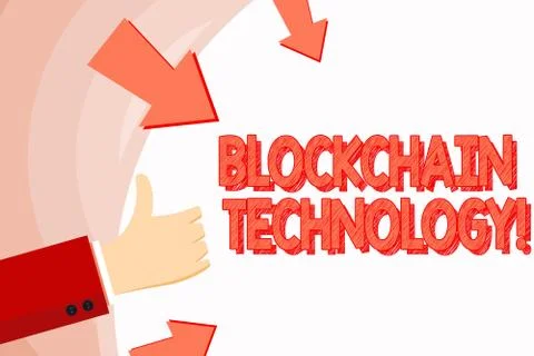 Handwriting text Blockchain Technology. Concept meaning Manage the database that Illustrazione stock