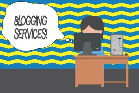Handwriting text Blogging Services. Concept meaning Social networking facility Stock Illustration