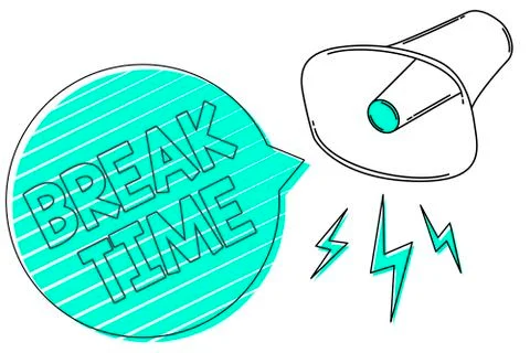 Handwriting text Break Time. Concept meaning Period of rest or recreation after Illustrazione stock