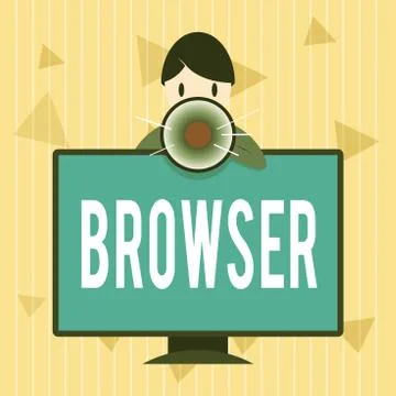 Handwriting text Browser. Concept meaning Computer program Graphical user Stock-Illustration