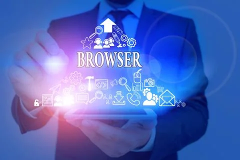 Handwriting text Browser. Concept meaning Computer program Graphical user Fotos de archivo