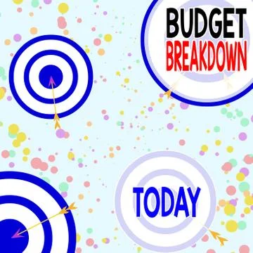 Handwriting text Budget Breakdown. Concept meaning dividing the cost of Ilustração Stock