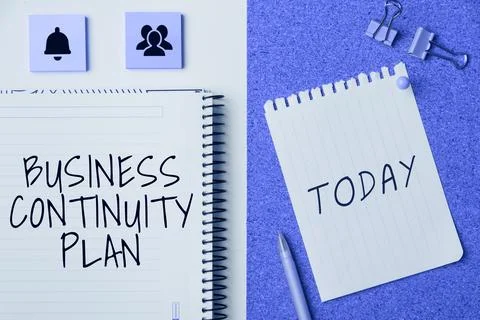 Handwriting text Business Continuity Plan. Word for creating systems prevention Foto stock