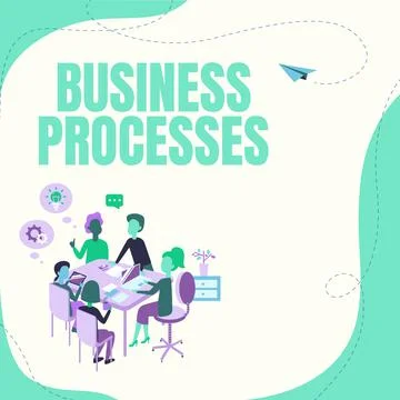 Handwriting text Business Processes. Concept meaning Methods practices involves Stock Illustration