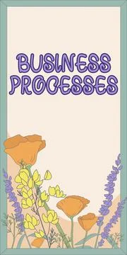 Handwriting text Business ProcessesMethods practices involves in running a Stock Illustration