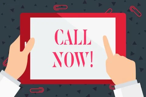 Handwriting text Call Now. Concept meaning announce proclaim or declare it ask Stock Illustration