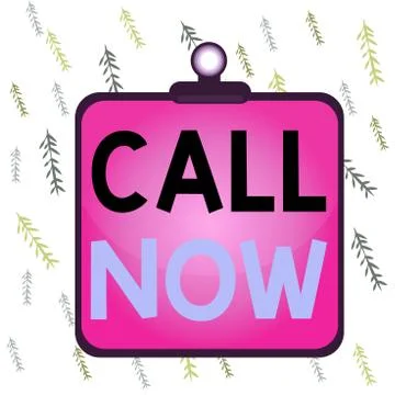 Handwriting text Call Now. Concept meaning To immediately contact a Stockillustratie
