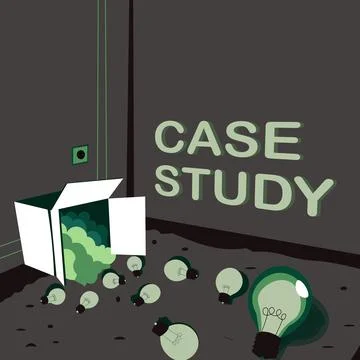 Handwriting text Case Study. Business idea A subject matter to be discussed and Illustrazione stock