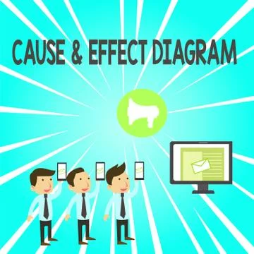 Handwriting text Cause And Effect Diagram. Concept meaning Visualization tool to Illustrazione stock