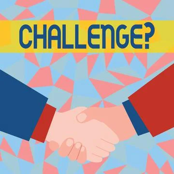 Handwriting text Challenge Question. Business overview Invitation to engage in a Stock Illustration