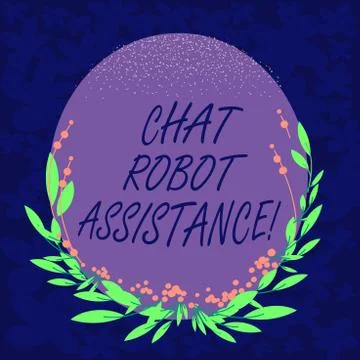Handwriting text Chat Robot Assistance. Concept meaning answers customer Stock Illustration