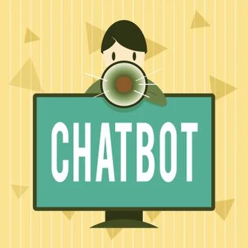 Handwriting text Chatbot. Concept meaning a kind of computer program that 스톡 일러스트