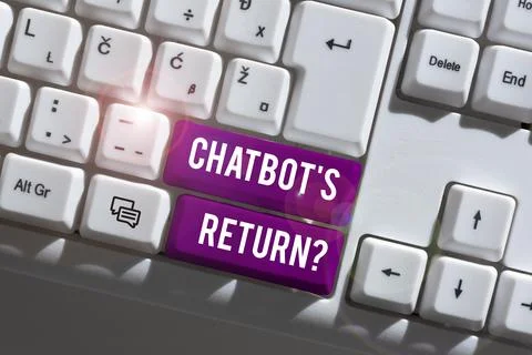 Handwriting text Chatbot's Return. Business overview program that communicate 写真素材