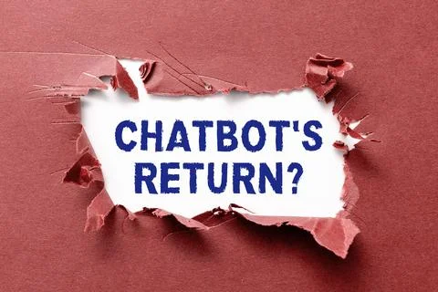 Handwriting text Chatbot's Return. Internet Concept program that communicate use Ilustración de archivo