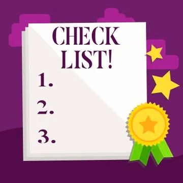 Handwriting text Check List. Concept meaning Items required Things to be done Stock Illustration