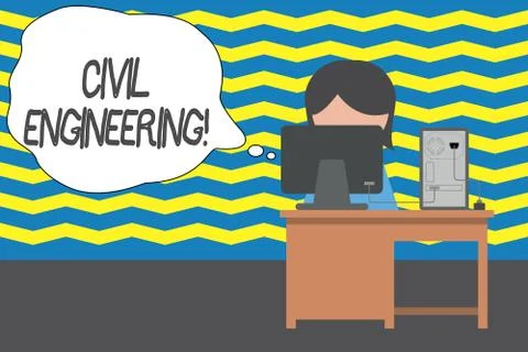 Handwriting text Civil Engineering. Concept meaning Planning Design Building of Ilustración de archivo