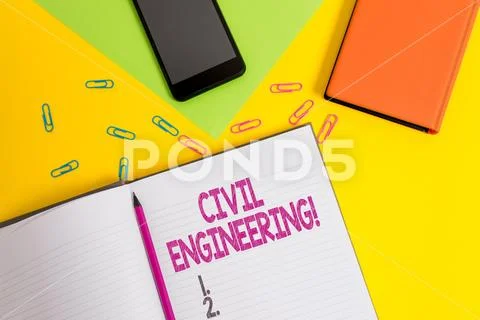 Handwriting text Civil Engineering. Concept meaning Planning Design Building of Stock Photos