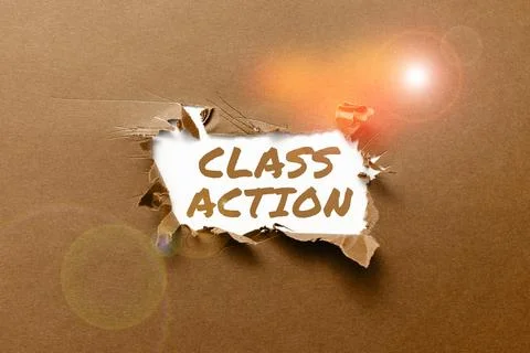 Handwriting text Class Action. Concept meaning lawsuit filed by small group Stock Photos