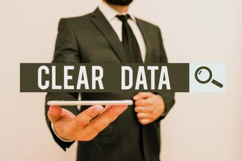 Handwriting text Clear Data. Concept meaning act of removing unwanted data or Stock Photos