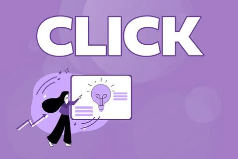 Handwriting text Click. Internet Concept Act of pressing a button on a mouse Illustrazione stock