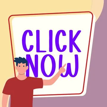 Handwriting text Click Now. Concept meaning pressing the button signifies Stock Illustration