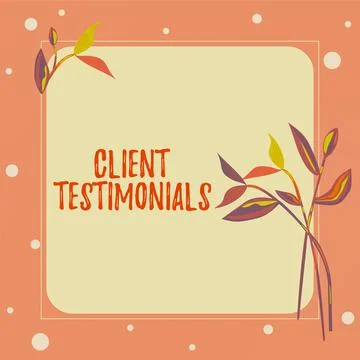 Handwriting text Client Testimonials. Word for Written Declaration Certifying 스톡 일러스트