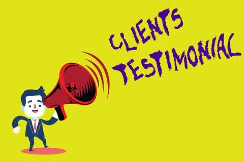 Handwriting text Clients Testimonial. Concept meaning Formal Statement 스톡 일러스트