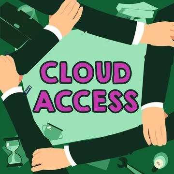 Handwriting text Cloud Access. Business overview Software tool between the Illustrazione stock