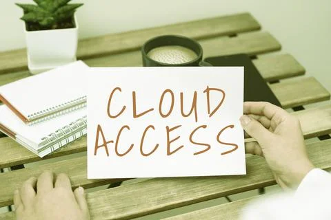 Handwriting text Cloud Access. Conceptual photo Software tool between the 스톡 사진