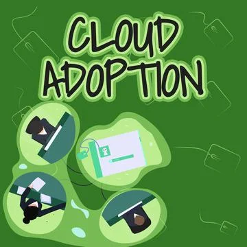 Handwriting text Cloud Adoption. Concept meaning strategic move by organisations Illustrazione stock