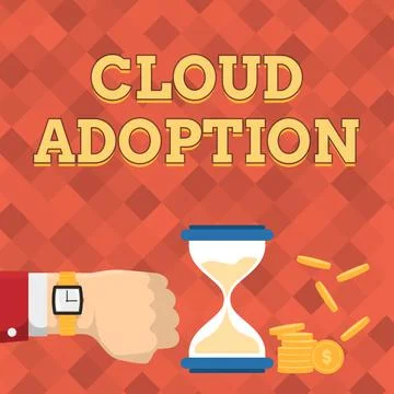 Handwriting text Cloud Adoption. Internet Concept strategic move by Stock Illustration