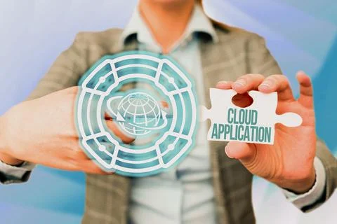Handwriting text Cloud Application. Business concept the software program where Fotos de archivo