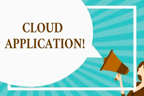 Handwriting text Cloud Application. Concept meaning the software program where Ilustración de archivo