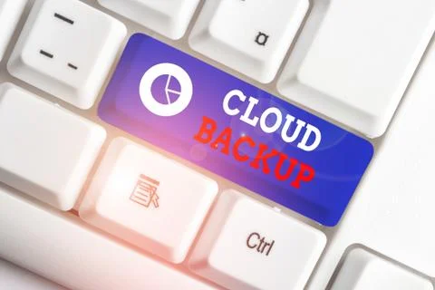 Handwriting text Cloud Backup. Concept meaning enable customers to remotely Foto stock