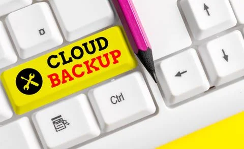 Handwriting text Cloud Backup. Concept meaning enable customers to remotely Stockfoto's