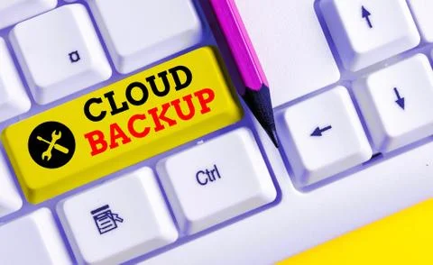 Handwriting text Cloud Backup. Concept meaning enable customers to remotely 写真素材