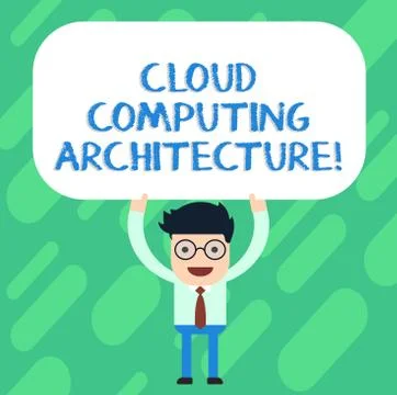 Handwriting text Cloud Computing Architecture. Concept meaning Components and Illustrazione stock