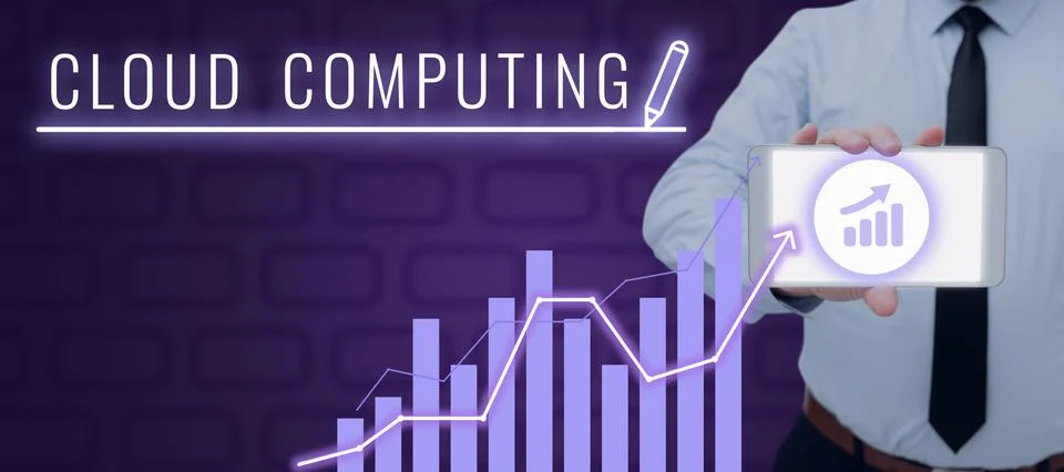 Handwriting text Cloud Computing. Concept meaning storing and accessing data and Stock Photos