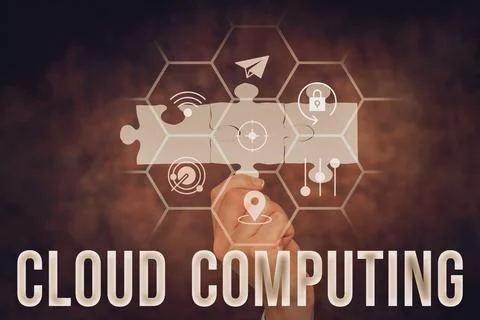 Handwriting text Cloud Computing. Word for storing and accessing data and 写真素材