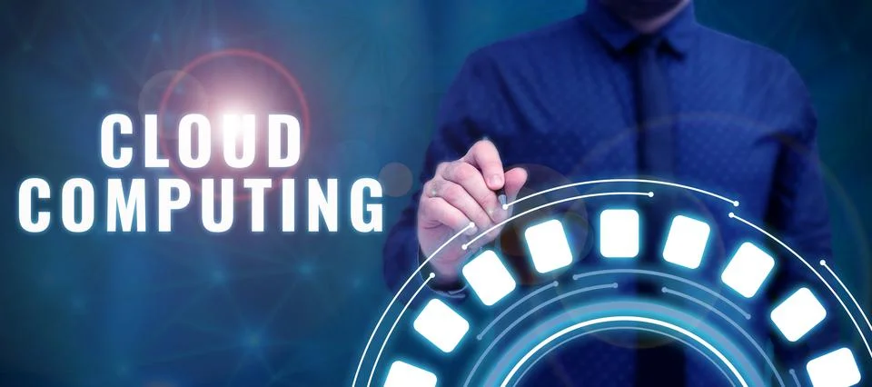 Handwriting text Cloud Computing. Word for storing and accessing data and pro Stock Photos