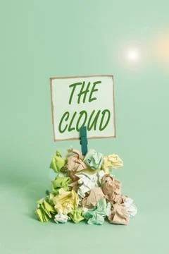 Handwriting text The Cloud. Concept meaning Programs used in Storing Accessing 스톡 사진