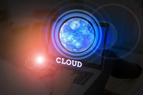 Handwriting text Cloud. Concept meaning anything that involves delivering hosted Stockfoto's