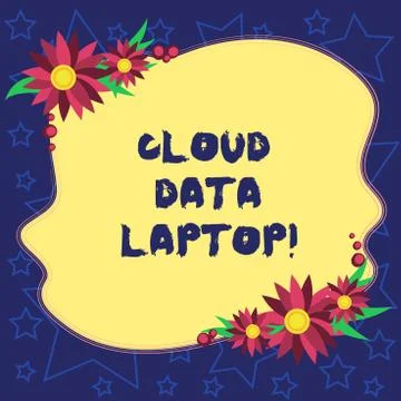 Handwriting text Cloud Data Laptop. Concept meaning datacenter full of servers Stock Illustration