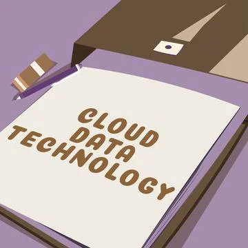 Handwriting text Cloud Data Technology. Word for Save and access data and Illustrazione stock