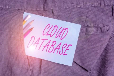 Handwriting text Cloud Database. Concept meaning optimized or built for a Stock Photos