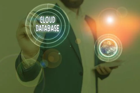 Handwriting text Cloud Database. Concept meaning optimized or built for a Stock Photos