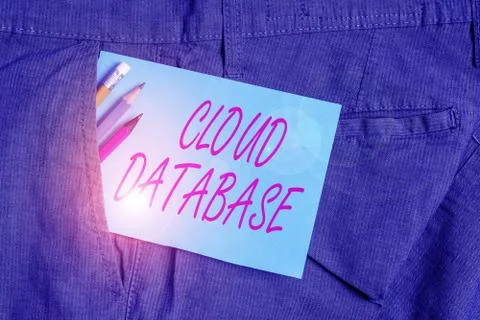 Handwriting text Cloud Database. Concept meaning optimized or built for a Stock Photos