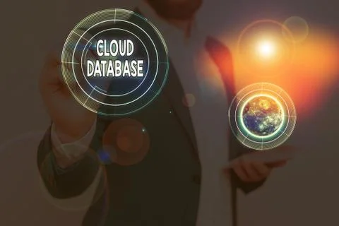 Handwriting text Cloud Database. Concept meaning optimized or built for a Stock Photos