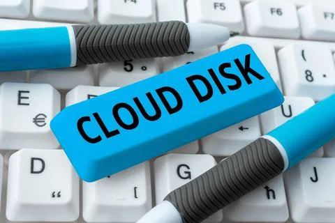 Handwriting text Cloud Disk. Business overview web base service that provides Foto stock