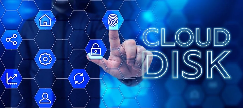 Handwriting text Cloud Disk. Word for web base service that provides storage Foto stock